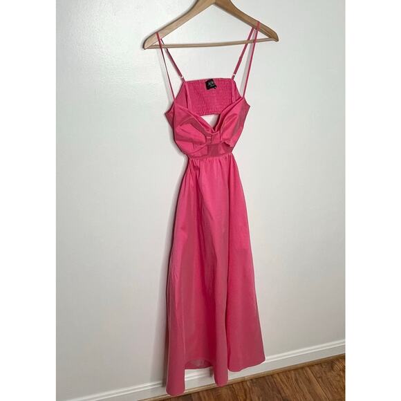 J. Crew Collection Women Bow Front Cutout Midi Dress Pink Stretch Taffeta Coquet - Picture 5 of 14